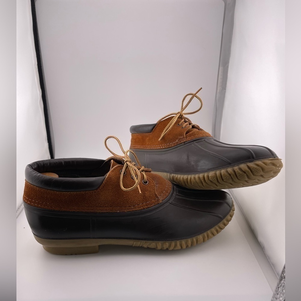 LaCrosse Men’s Brown Leather 3 Eye Duck Shoes Low Rain Muck Steel Shank Size 11  - Picture 2 of 13